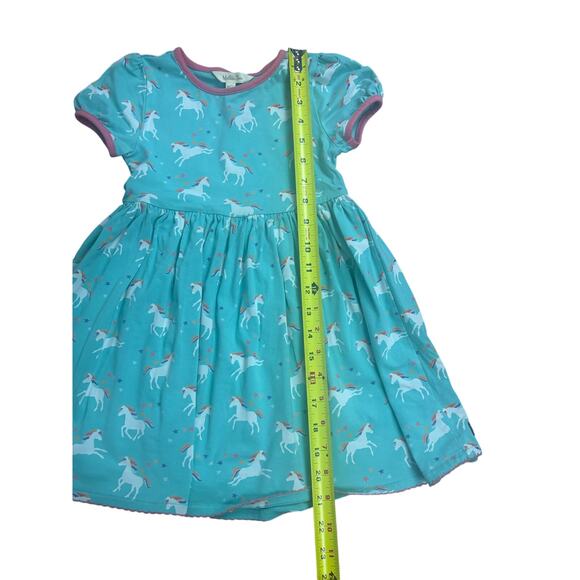 Matilda Jane Girls Dress Size 4 Teal Unicorn Print Short Sleeve Casual Twir - Picture 4 of 6